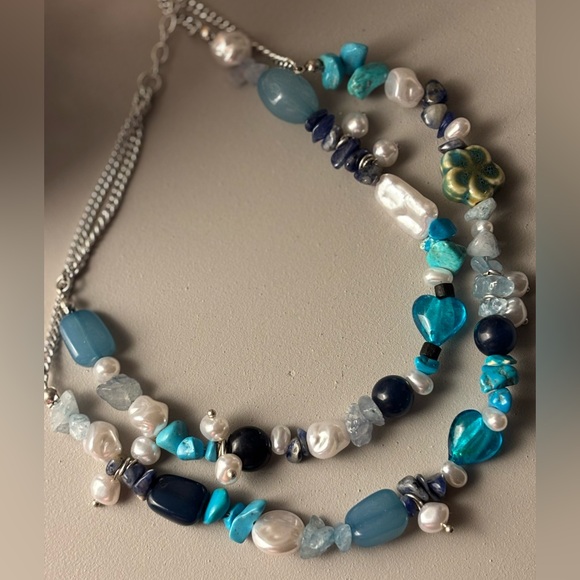 Free People Jewelry - Free People Steal The Show Necklace in Blue NWT